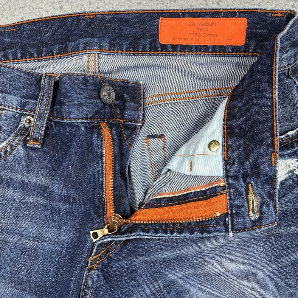 Jean Shop Denim Jeans Men's 28 (29x31) Blue Mick Selvedge Straight Distressed
